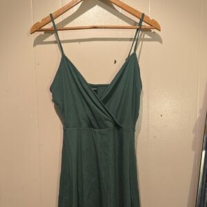 Wild Fable Hunter Green Wrap Mini Dress With Smocking On The Back. V Neck